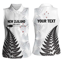 Personalised New Zealand 2025 Archery Women Sleeveless Polo Shirt Aotearoa Silver Arrows White