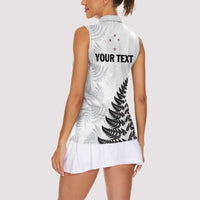 Personalised New Zealand 2025 Archery Women Sleeveless Polo Shirt Aotearoa Silver Arrows White