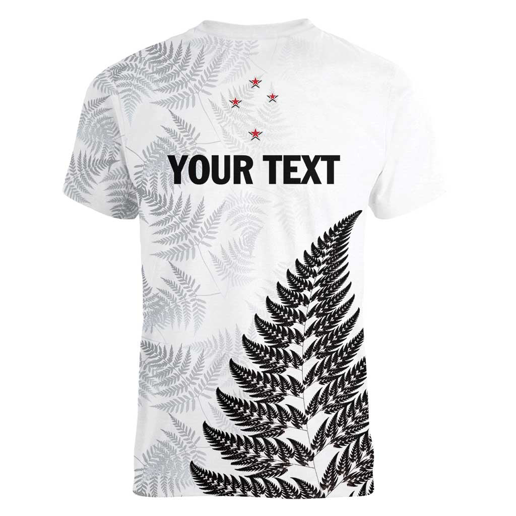 Personalised New Zealand 2025 Archery Women V-Neck T-Shirt Aotearoa Silver Arrows White