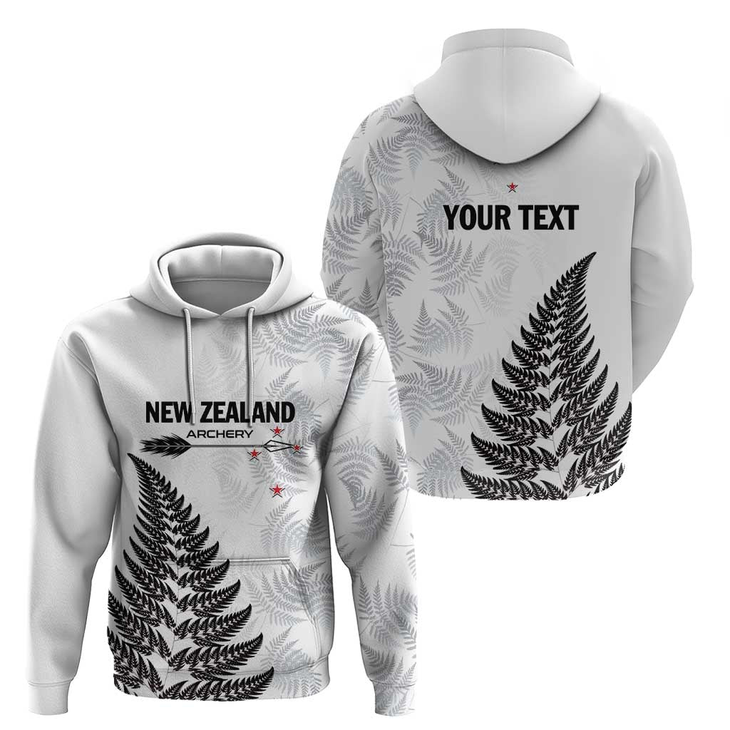 Personalised New Zealand 2025 Archery Zip Hoodie Aotearoa Silver Arrows White LT01 - Polynesian Pride