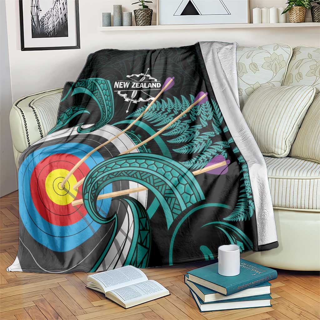 New Zealand Archery Blanket Turquoise Maori Silver Fern