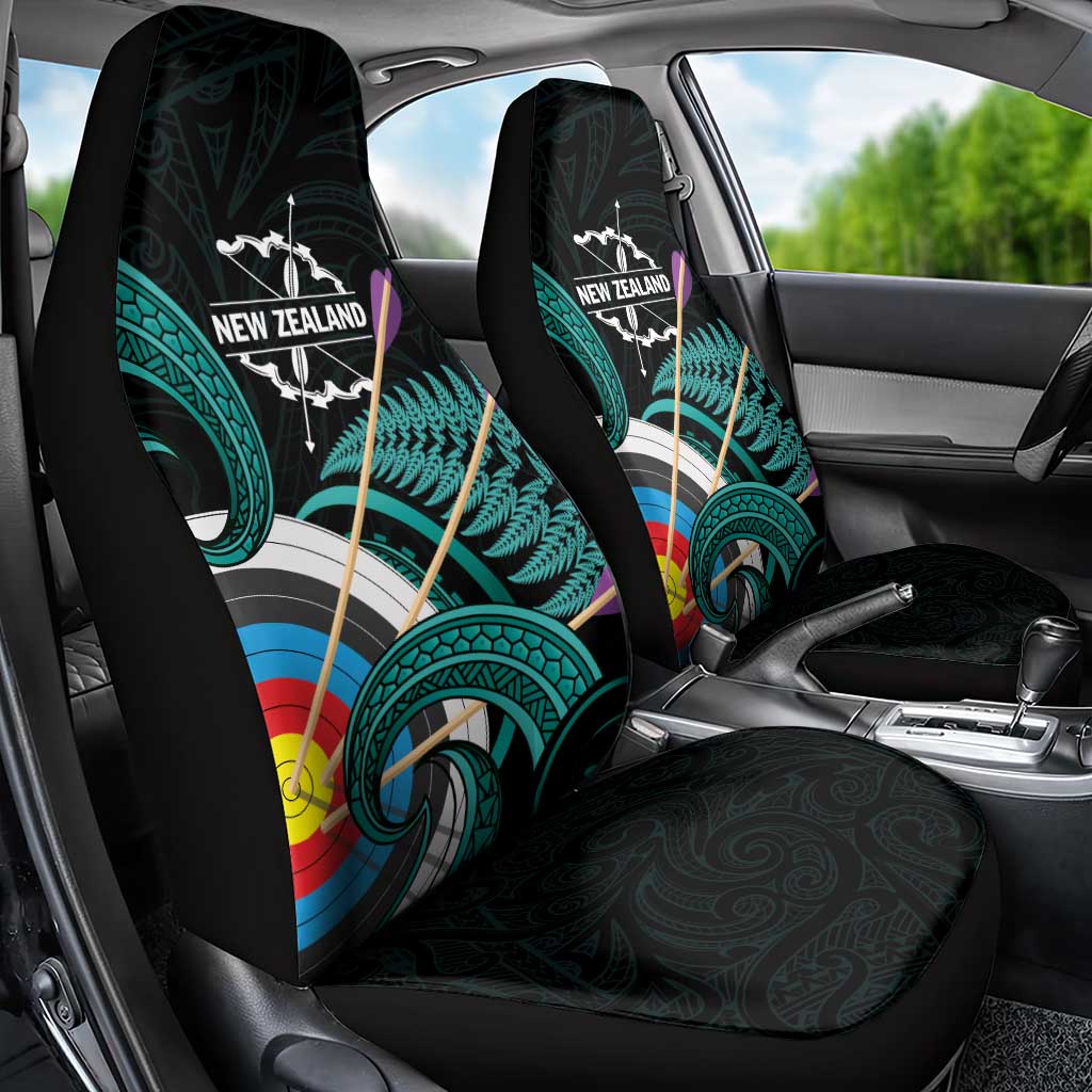 New Zealand Archery Car Seat Cover Turquoise Maori Silver Fern