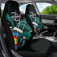 New Zealand Archery Car Seat Cover Turquoise Maori Silver Fern
