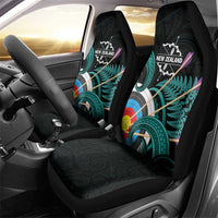 New Zealand Archery Car Seat Cover Turquoise Maori Silver Fern