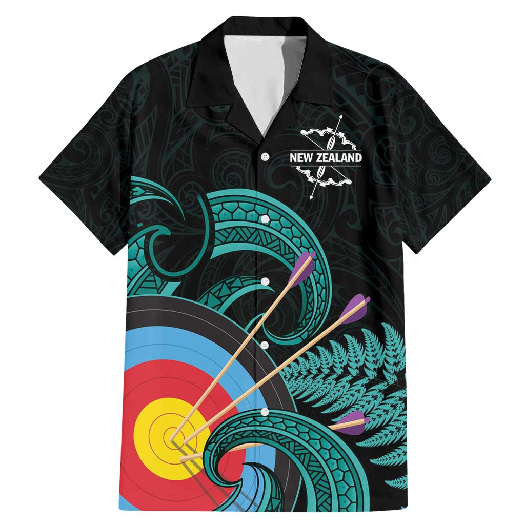 Personalised New Zealand Archery Family Matching Mermaid Dress and Hawaiian Shirt Turquoise Maori Silver Fern