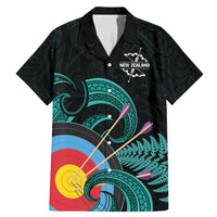 Personalised New Zealand Archery Family Matching Mermaid Dress and Hawaiian Shirt Turquoise Maori Silver Fern