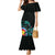 Personalised New Zealand Archery Family Matching Mermaid Dress and Hawaiian Shirt Turquoise Maori Silver Fern