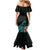 Personalised New Zealand Archery Family Matching Mermaid Dress and Hawaiian Shirt Turquoise Maori Silver Fern