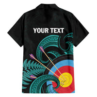 Personalised New Zealand Archery Family Matching Summer Maxi Dress and Hawaiian Shirt Turquoise Maori Silver Fern LT01 - Polynesian Pride