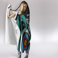 New Zealand Archery Hooded Blanket Turquoise Maori Silver Fern