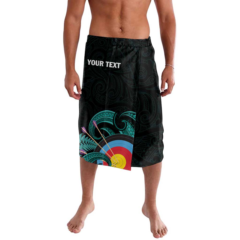 Personalised New Zealand Archery Lavalava Turquoise Maori Silver Fern