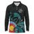 Personalised New Zealand Archery Long Sleeve Polo Shirt Turquoise Maori Silver Fern