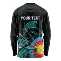 Personalised New Zealand Archery Long Sleeve Shirt Turquoise Maori Silver Fern LT01 - Polynesian Pride