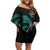 Personalised New Zealand Archery Off Shoulder Short Dress Turquoise Maori Silver Fern