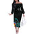 Personalised New Zealand Archery Off The Shoulder Long Sleeve Dress Turquoise Maori Silver Fern