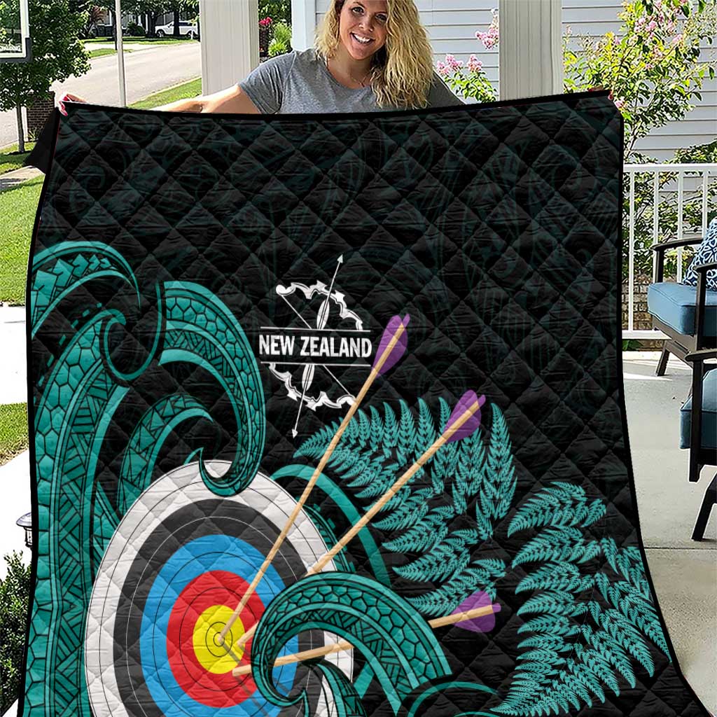New Zealand Archery Quilt Turquoise Maori Silver Fern LT01 Turquoise - Polynesian Pride