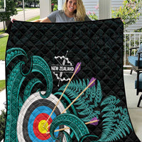 New Zealand Archery Quilt Turquoise Maori Silver Fern LT01 Turquoise - Polynesian Pride