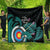 New Zealand Archery Quilt Turquoise Maori Silver Fern