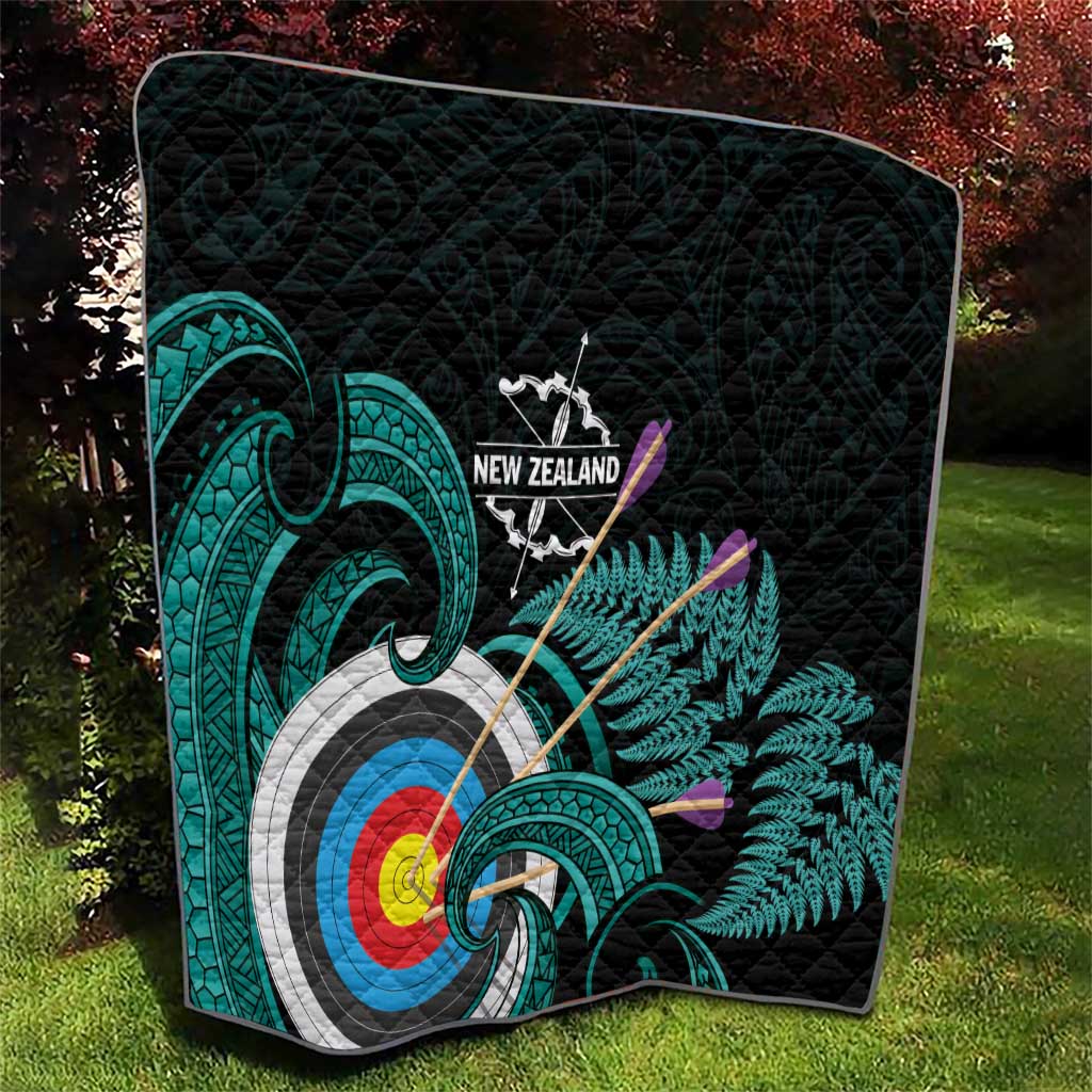 New Zealand Archery Quilt Turquoise Maori Silver Fern LT01 - Polynesian Pride