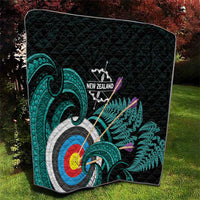 New Zealand Archery Quilt Turquoise Maori Silver Fern LT01 - Polynesian Pride