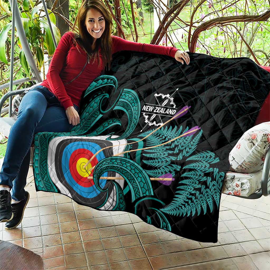 New Zealand Archery Quilt Turquoise Maori Silver Fern LT01 - Polynesian Pride