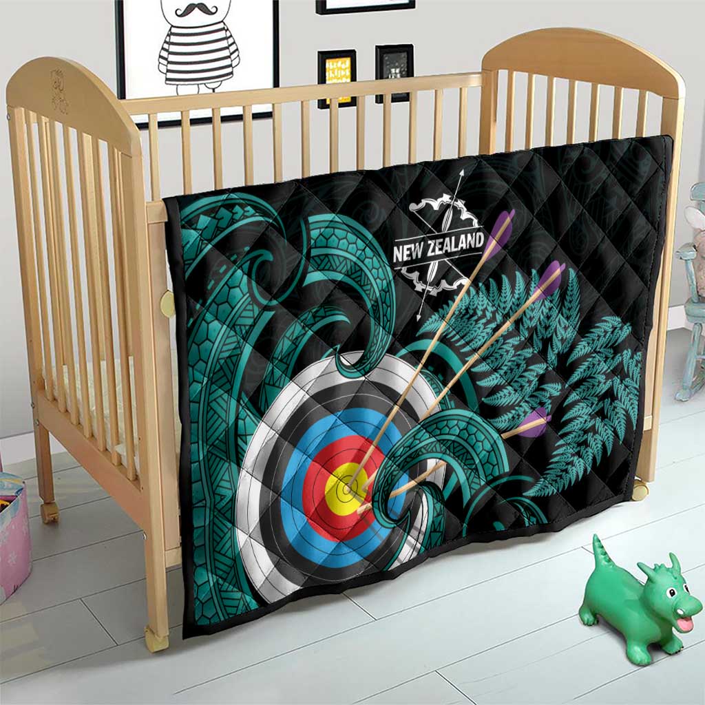 New Zealand Archery Quilt Turquoise Maori Silver Fern LT01 - Polynesian Pride