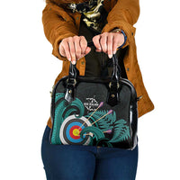 New Zealand Archery Shoulder Handbag Turquoise Maori Silver Fern LT01 One Size Turquoise - Polynesian Pride