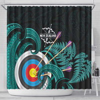 New Zealand Archery Shower Curtain Turquoise Maori Silver Fern LT01 - Polynesian Pride
