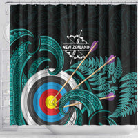 New Zealand Archery Shower Curtain Turquoise Maori Silver Fern LT01 - Polynesian Pride