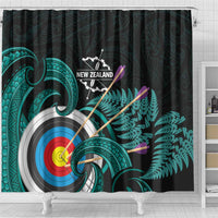 New Zealand Archery Shower Curtain Turquoise Maori Silver Fern LT01 - Polynesian Pride