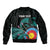 Personalised New Zealand Archery Sleeve Zip Bomber Jacket Turquoise Maori Silver Fern