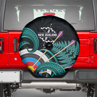 New Zealand Archery Spare Tire Cover Turquoise Maori Silver Fern