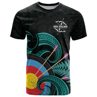 Personalised New Zealand Archery T Shirt Turquoise Maori Silver Fern LT01 Turquoise - Polynesian Pride