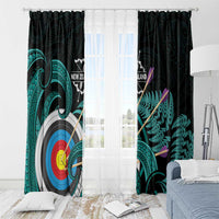 New Zealand Archery Window Curtain Turquoise Maori Silver Fern