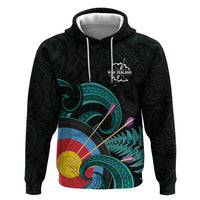 Personalised New Zealand Archery Zip Hoodie Turquoise Maori Silver Fern LT01 Pullover Hoodie Turquoise - Polynesian Pride