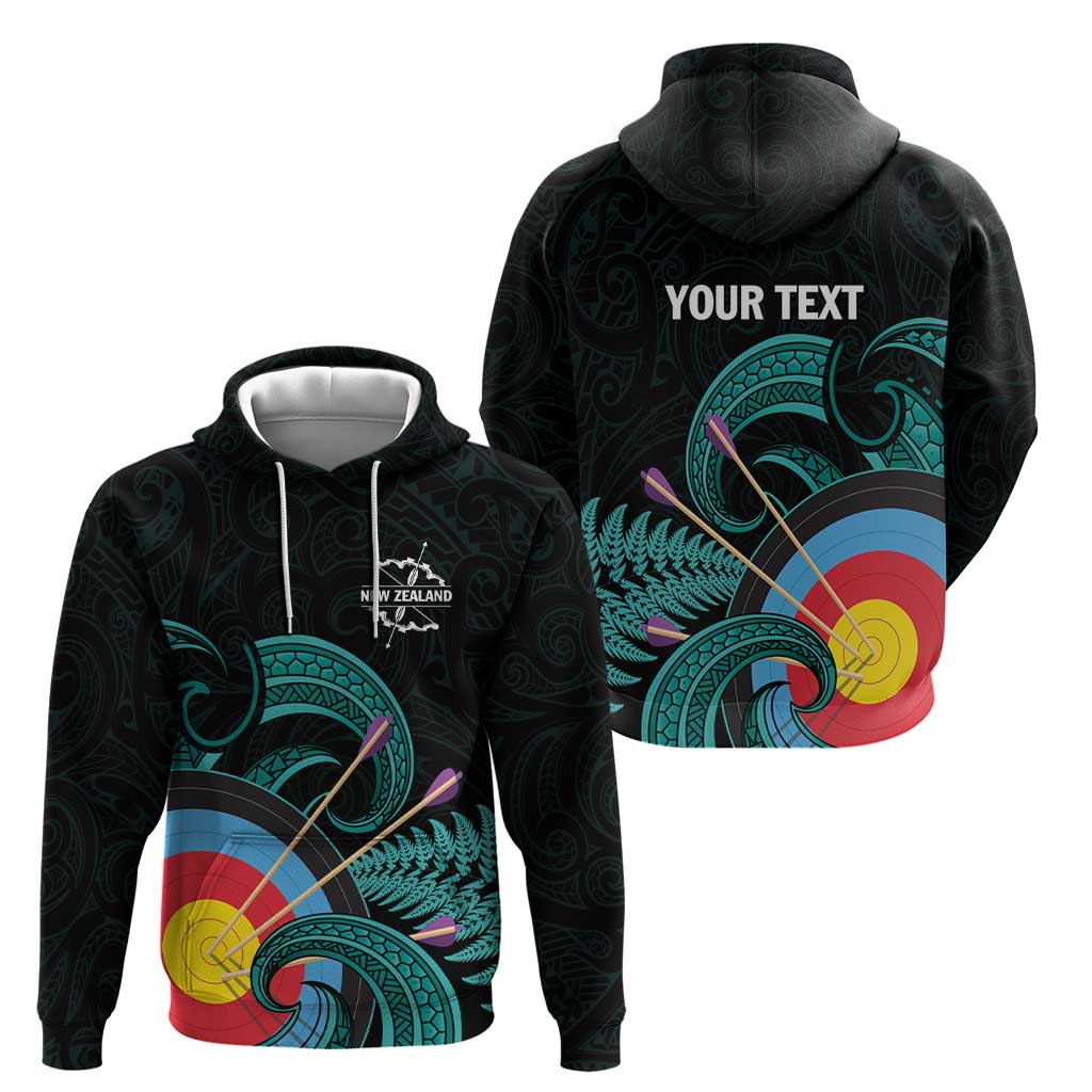 Personalised New Zealand Archery Zip Hoodie Turquoise Maori Silver Fern LT01 - Polynesian Pride