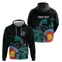 Personalised New Zealand Archery Zip Hoodie Turquoise Maori Silver Fern LT01 - Polynesian Pride