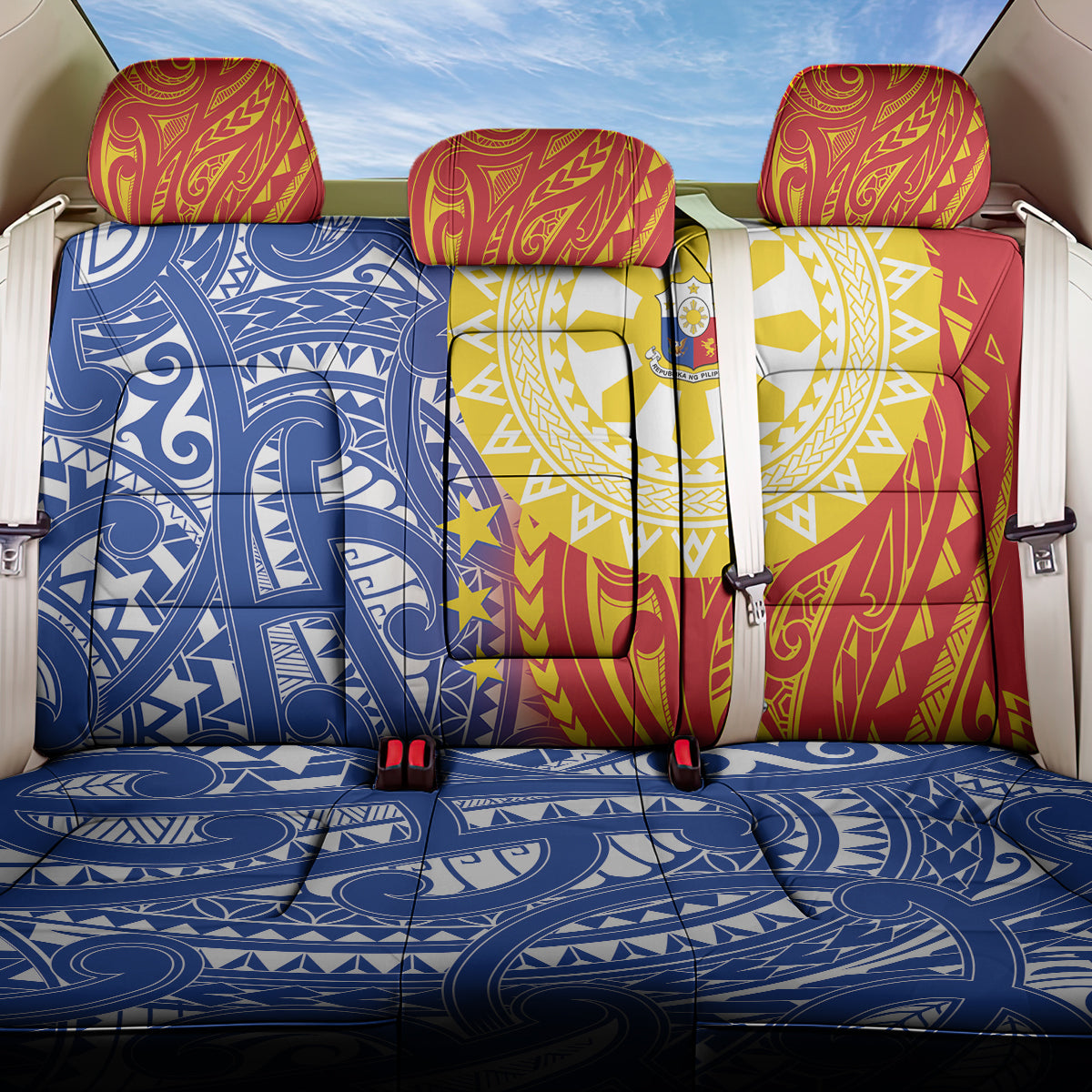 Philippines Back Car Seat Cover Pilipinas Polynesian Pattern
