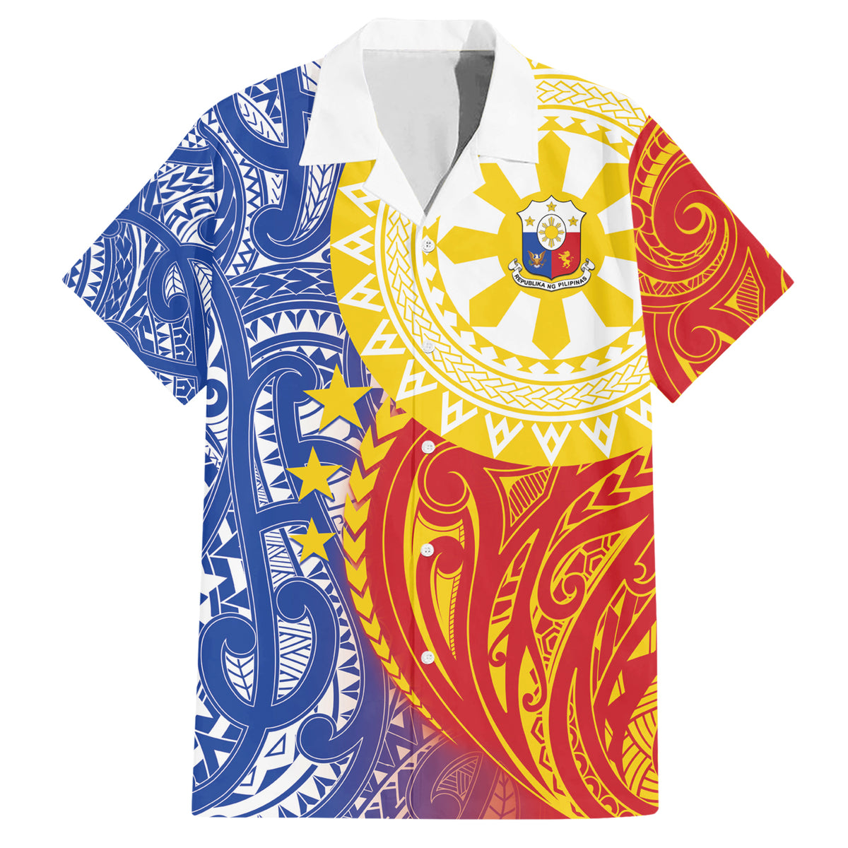 Philippines Family Matching Short Sleeve Bodycon Dress and Hawaiian Shirt Pilipinas Polynesian Pattern LT01 Dad's Shirt - Short Sleeve Art - Polynesian Pride