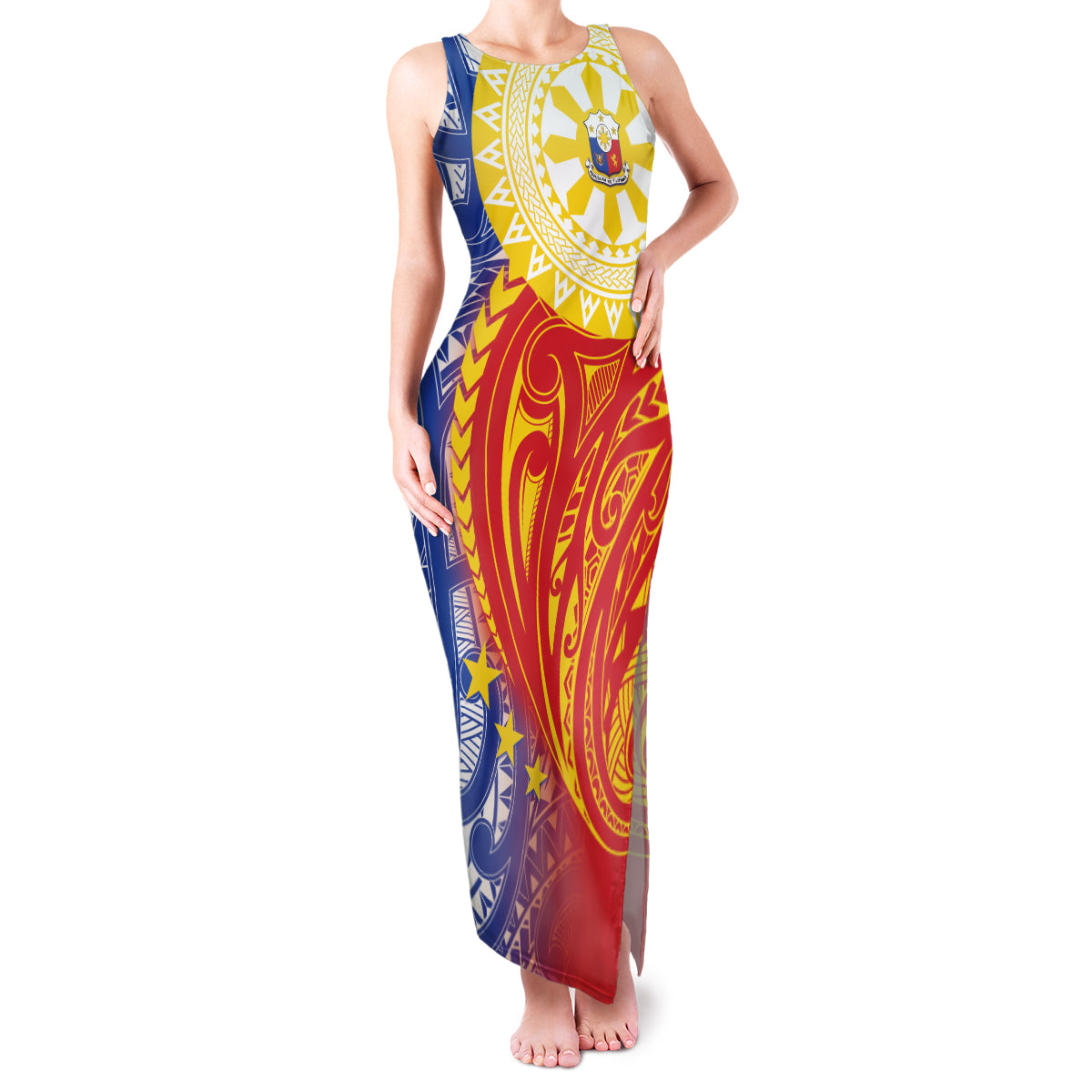 Philippines Family Matching Tank Maxi Dress and Hawaiian Shirt Pilipinas Polynesian Pattern