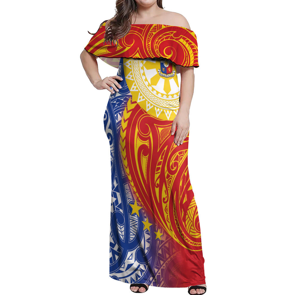 Philippines Off Shoulder Maxi Dress Pilipinas Polynesian Pattern LT01 Women Art - Polynesian Pride