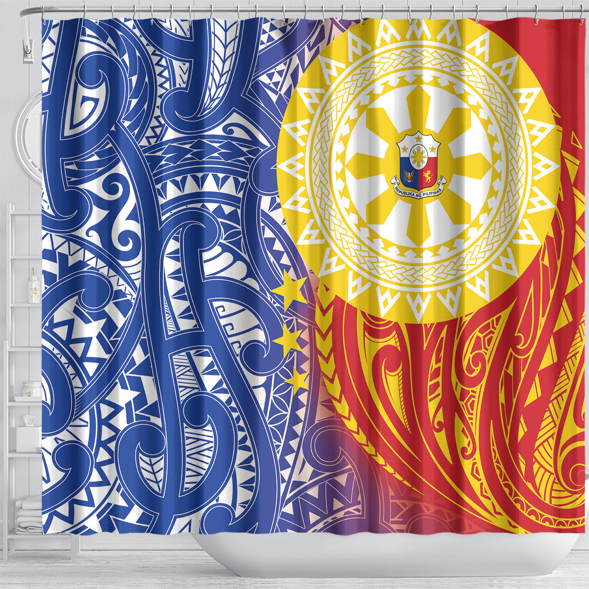 Philippines Shower Curtain Pilipinas Polynesian Pattern