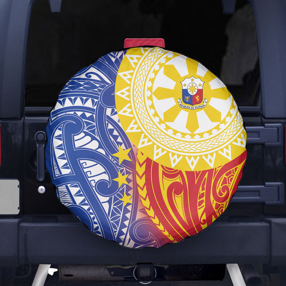 Philippines Spare Tire Cover Pilipinas Polynesian Pattern