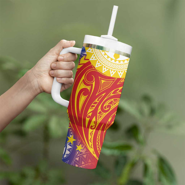 African Dashiki and Polynesian Pattern Tumbler With Handle Gold LT9 main image 1