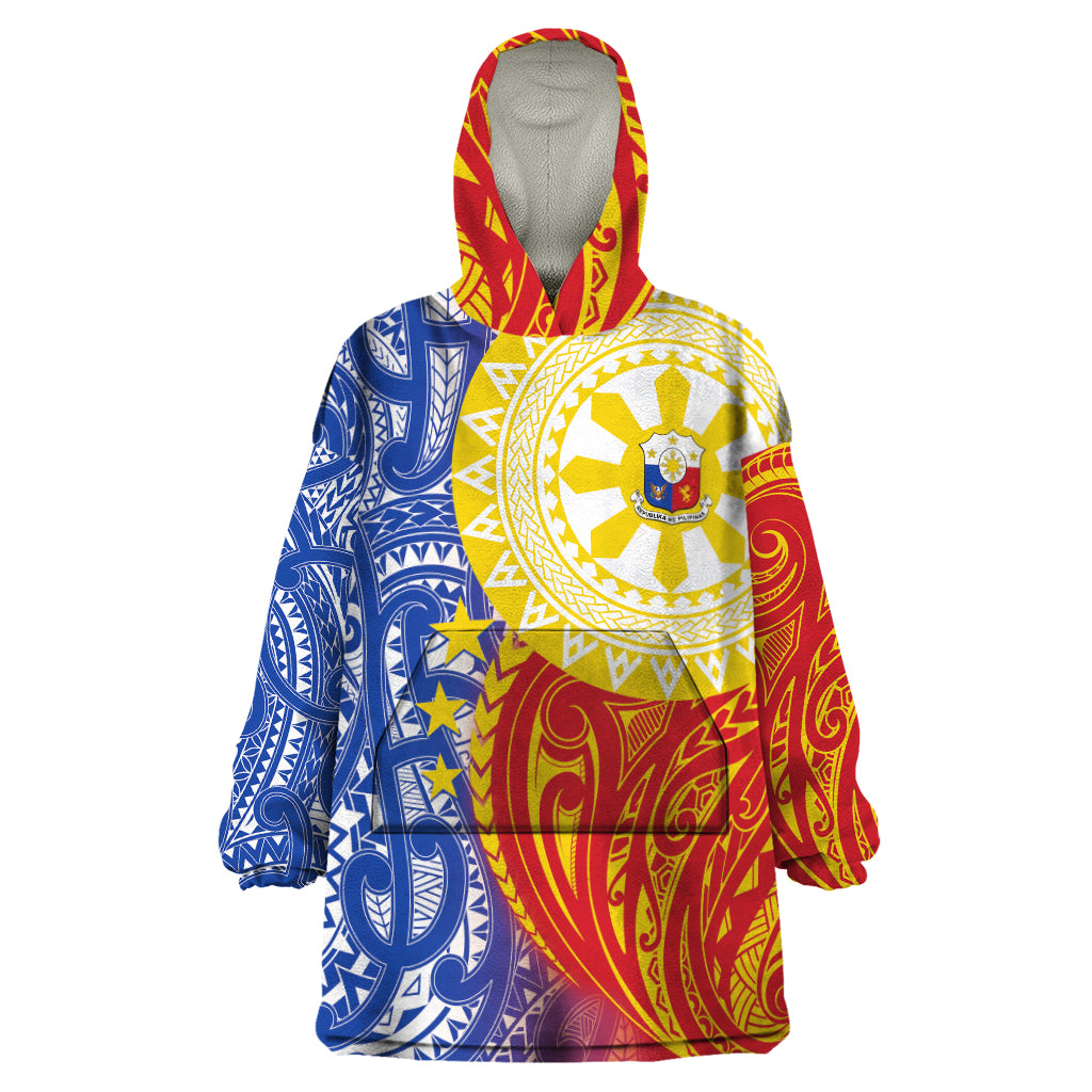 Philippines Wearable Blanket Hoodie Pilipinas Polynesian Pattern LT01 One Size Art - Polynesian Pride
