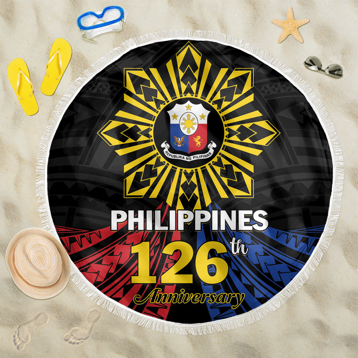 Philippines Independence Day Beach Blanket Filipino 126th Anniversary Sun Tattoo