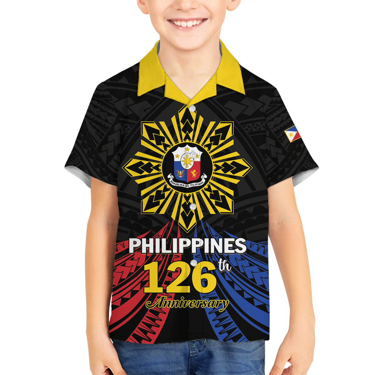 Personalized Philippines Independence Day Family Matching Tank Maxi Dress and Hawaiian Shirt Filipino 126th Anniversary Sun Tattoo