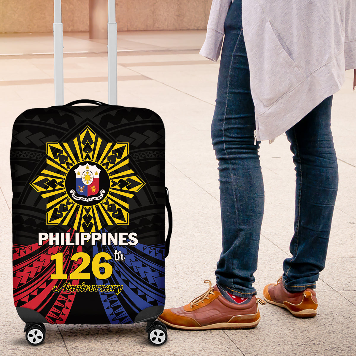 Philippines Independence Day Luggage Cover Filipino 126th Anniversary Sun Tattoo