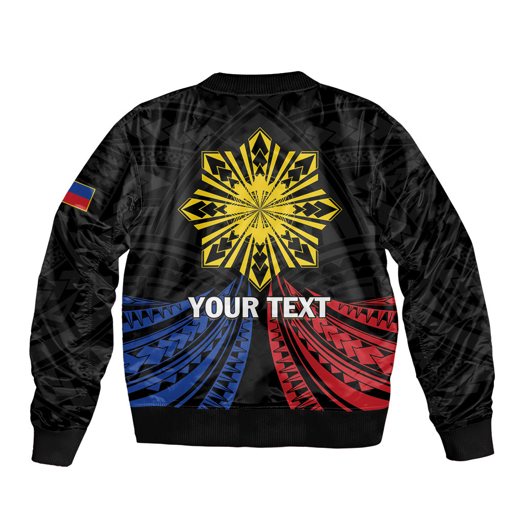 Personalized Philippines Independence Day Sleeve Zip Bomber Jacket Filipino 126th Anniversary Sun Tattoo