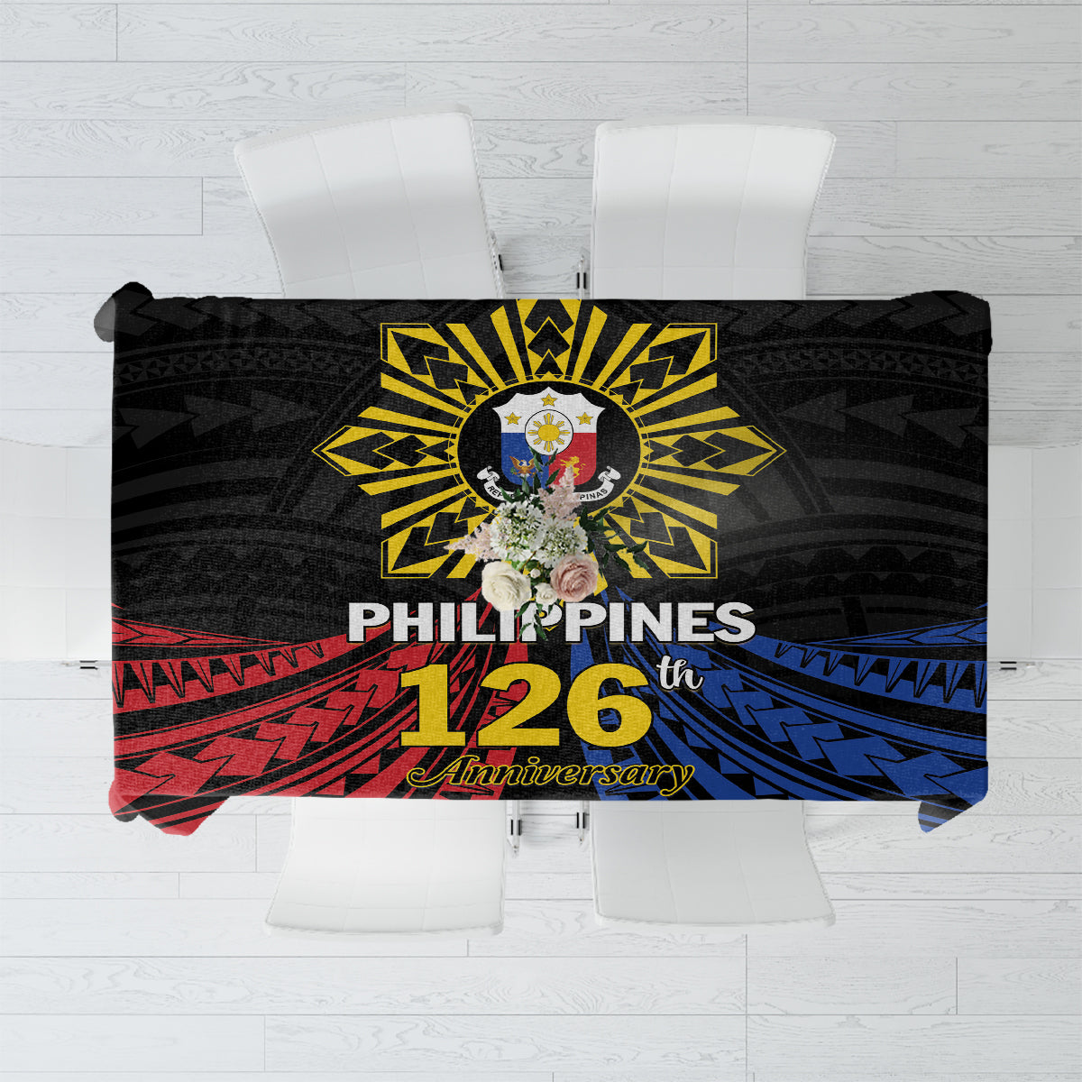 Philippines Independence Day Tablecloth Filipino 126th Anniversary Sun Tattoo